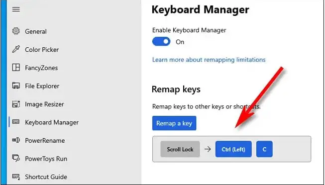 Enable Keyboard manager