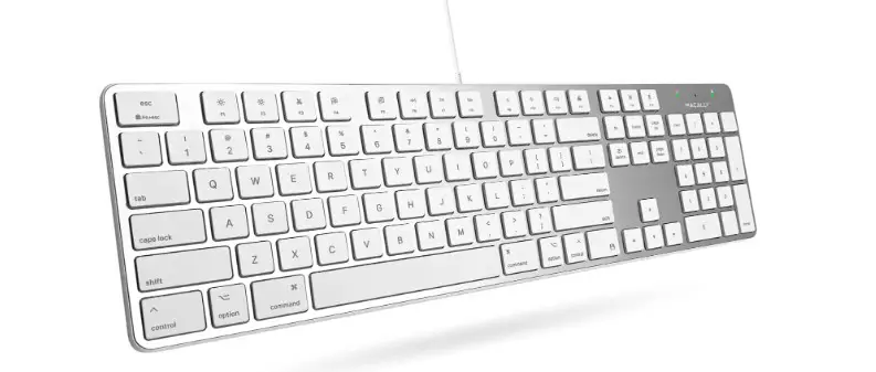 Macally Ultra-Slim USB Wired Keyboard with Number Keypad for Apple Mac Pro