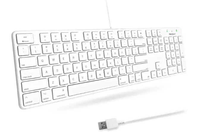 Macally Slim USB Wired Keyboard for Mac and Windows PC