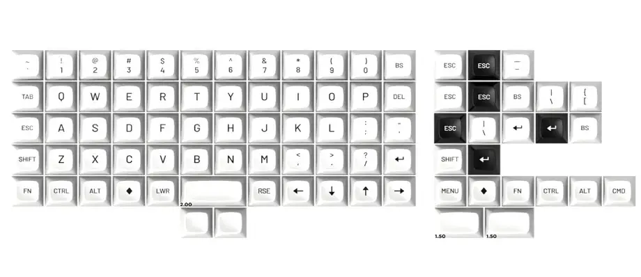 DROP MT3 Black-on-White Keycap Set, ABS Hi-Profile Bow Keycaps