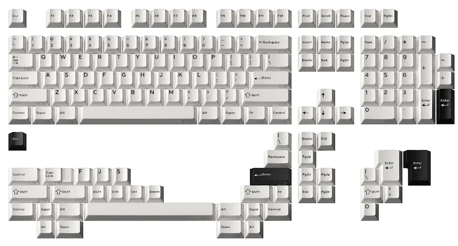 DROP DCX Black-on-White Keycap Set, Doubleshot ABS