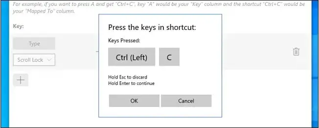 Copy shortcut